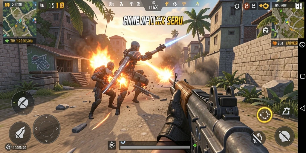 Tampilan gameplay seru dari 116X dengan aksi intens.