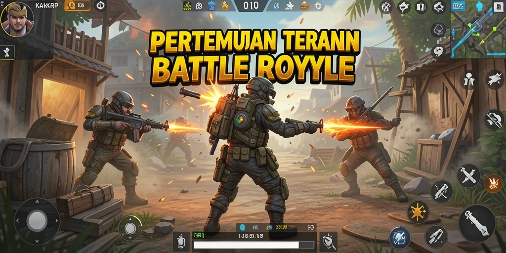 Screenshot gameplay KAKRP: aksi intens di arena Battle Royale.