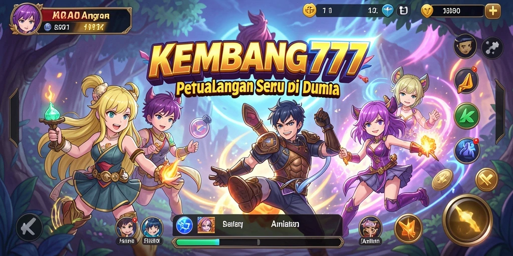 Tampilan gameplay KEMBANG777 dengan karakter Anime yang colorful.