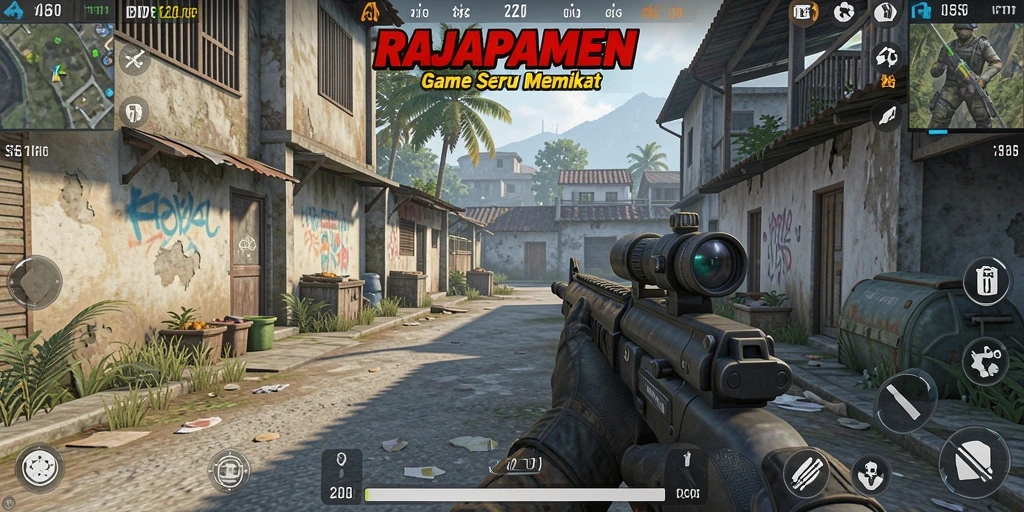 Gameplay seru dan menantang di RAJAPAMEN dengan pertempuran FPS.
