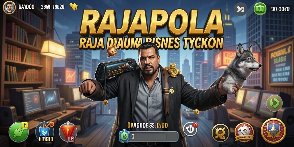 Tampilan menarik dari gameplay RAJAPOLA yang menggambarkan dunia Tycoon.