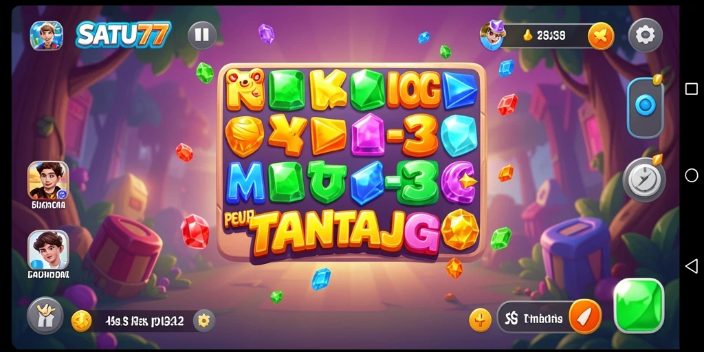 Tampilan gameplay SATU77 dengan kombinasi permata yang memukau.